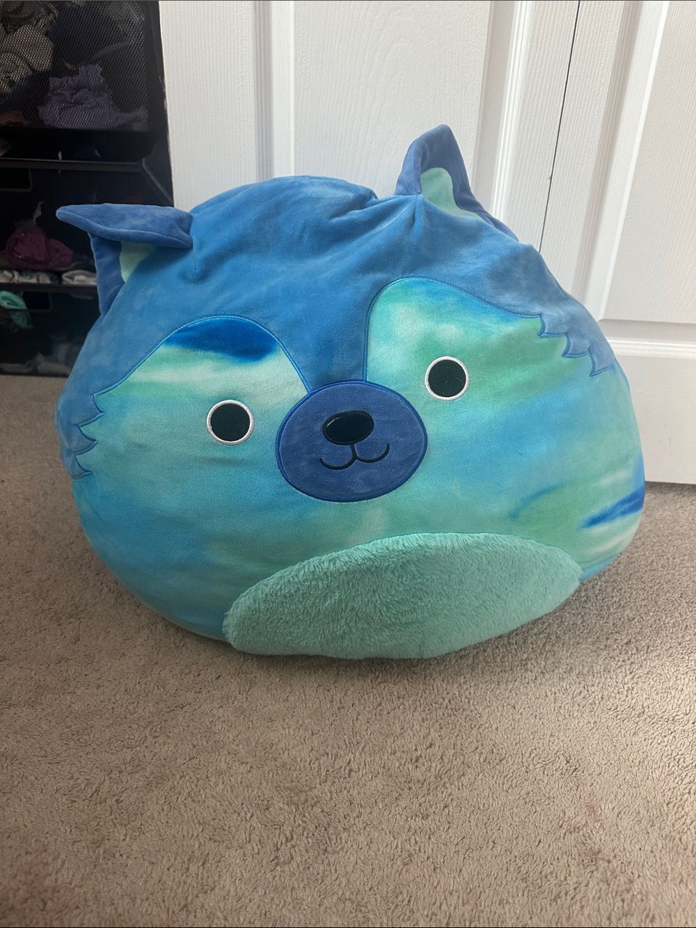 Round Plush Animal Pillow - Blue & Aqua